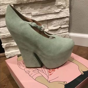 JEFFREY CAMPBELL TEEZ MINT SUEDE Platform PUMPS